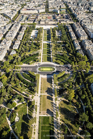 View of Parc du Champ de Mars from the Eiffel Tower.