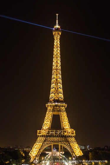 Eiffel Tower at night.