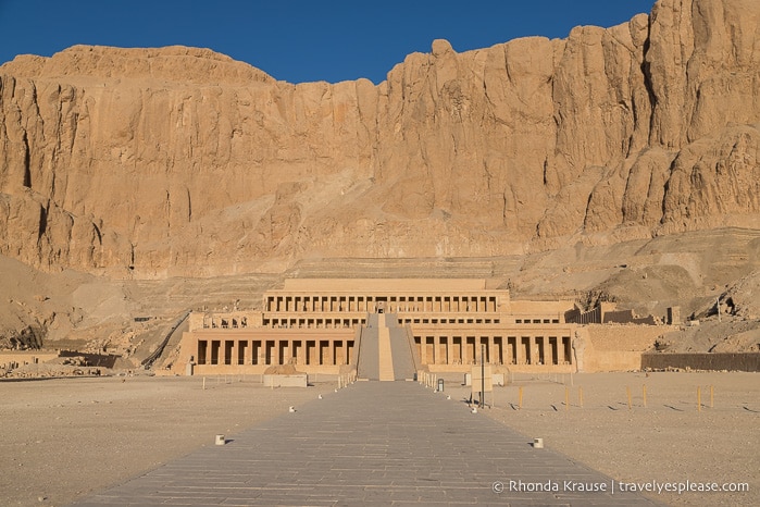 Hatshepsut Temple in front of a rocky cliff.