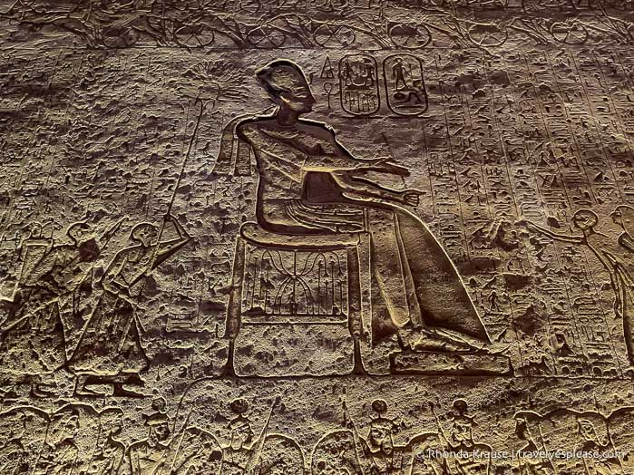 Relief of Ramesses II on the temple wall.
