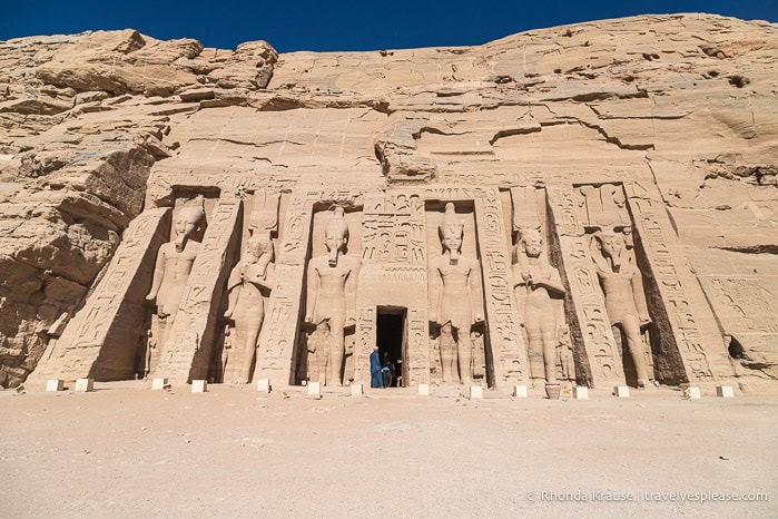 Facade of the Temple of Hathor and Nefertari at Abu Simbel.