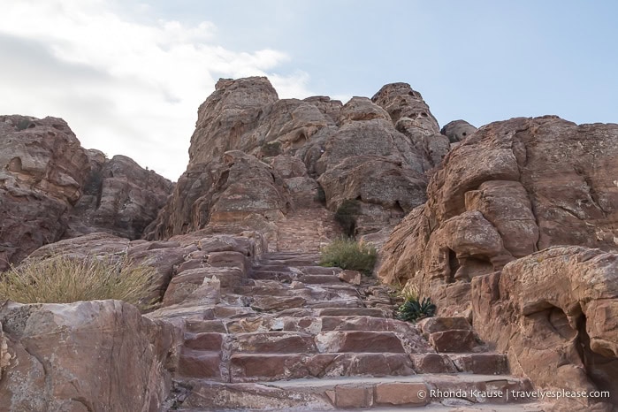 Stairs and rocks.